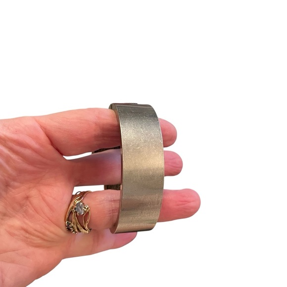 Lia Sophia Art Deco Style Clamped  Bangle Bracelet Rhinestones Cabochon Pieces - Picture 3 of 7